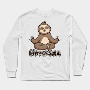 namaste sloth yoga Long Sleeve T-Shirt